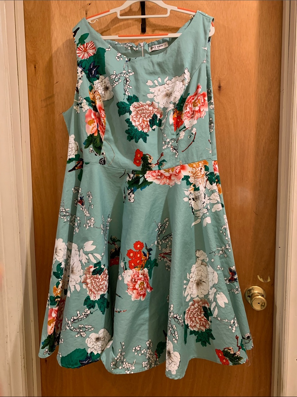 Grace Karin Seafoam Green Floral Midi Dress